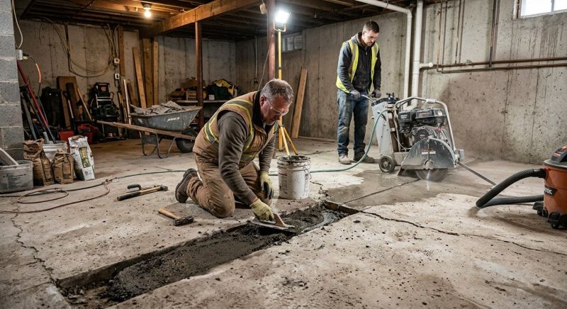 Cracked Basement Floor Repair in Layton, UT