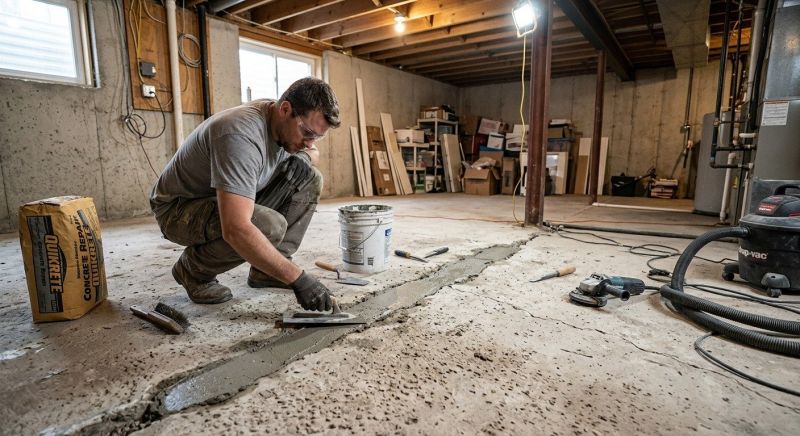Cracked Basement Floor Repair in Layton, UT